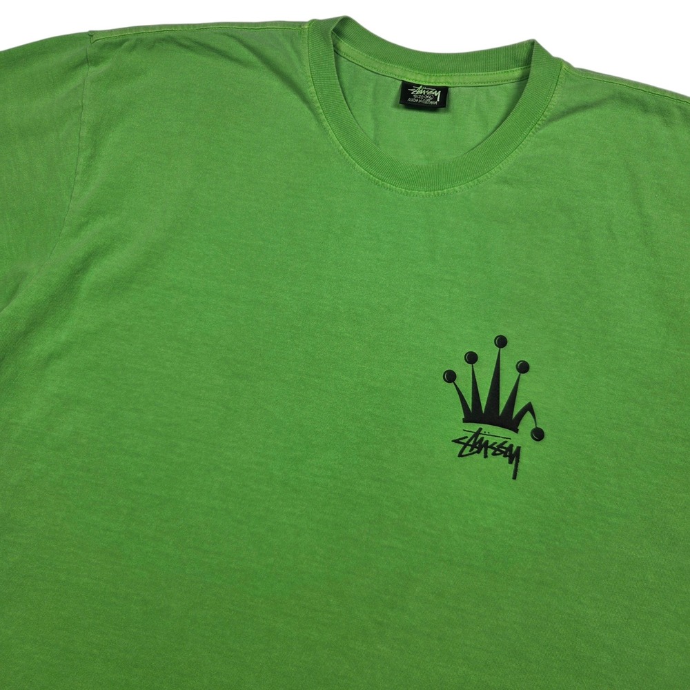 Vtg Stussy Regal Crown T-Shirt Mens XL Green Graphic Short Sleeve Crewneck 90s